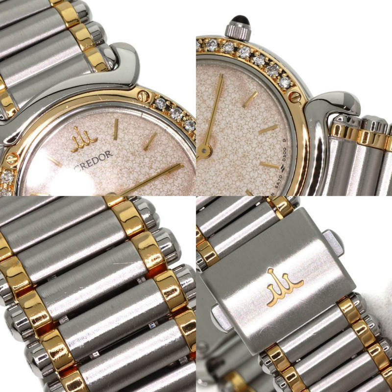 精工 5A70-0210 Credor 錶圈鑽石手錶 不鏽鋼 SSxK18YG 女款 SEIKO-8