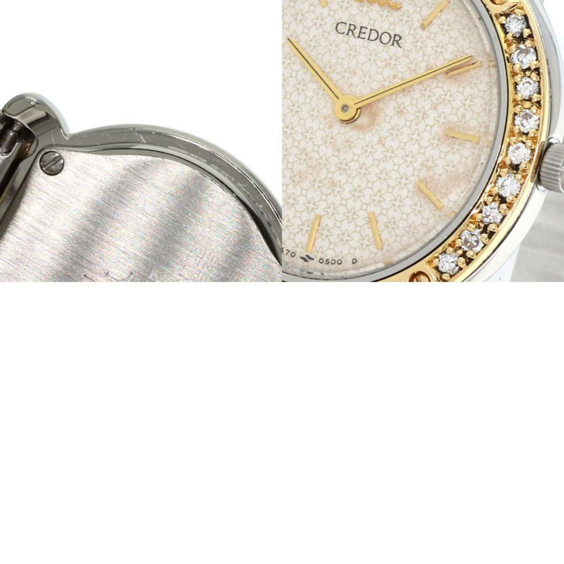 精工 5A70-0210 Credor 錶圈鑽石手錶 不鏽鋼 SSxK18YG 女款 SEIKO-9