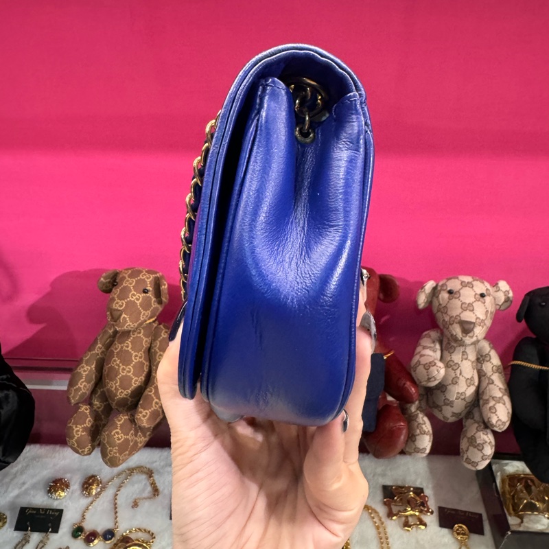 Chanel vintage 畫框包電光藍斜背包/王吉娜古董精品-1