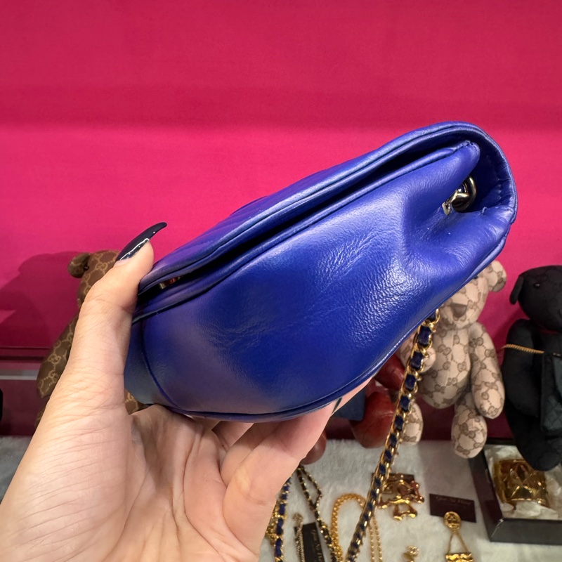 Chanel vintage 畫框包電光藍斜背包/王吉娜古董精品-2