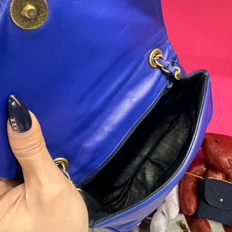 Chanel vintage 畫框包電光藍斜背包/王吉娜古董精品-6