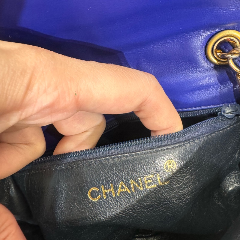 Chanel vintage 畫框包電光藍斜背包/王吉娜古董精品-8