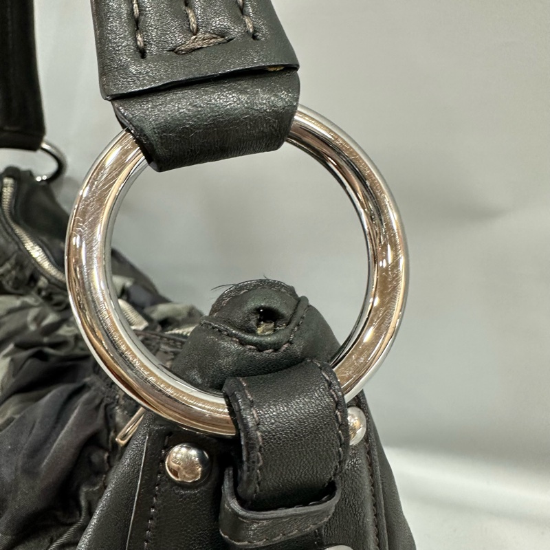 prada BR4586 黑色牛皮迷彩銀釦肩背包-14