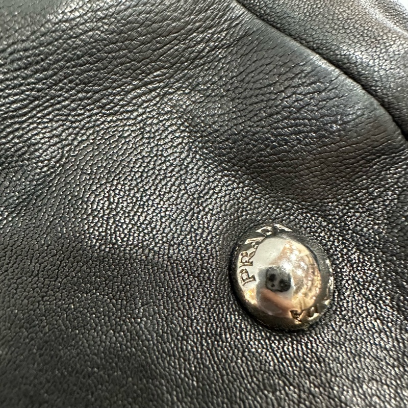 prada BR4586 黑色牛皮迷彩銀釦肩背包-34