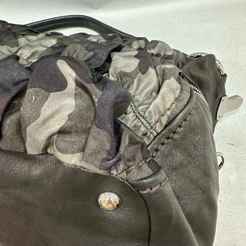 prada BR4586 黑色牛皮迷彩銀釦肩背包-38