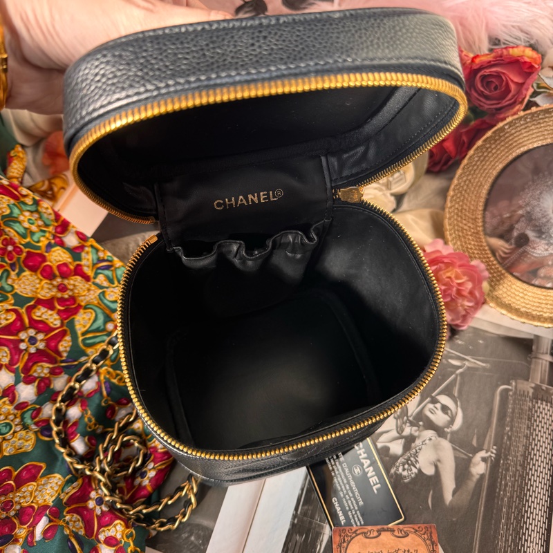 Chanel vintage 荔枝皮化妝包/歐陽娜娜同款/王吉娜古董精品-6