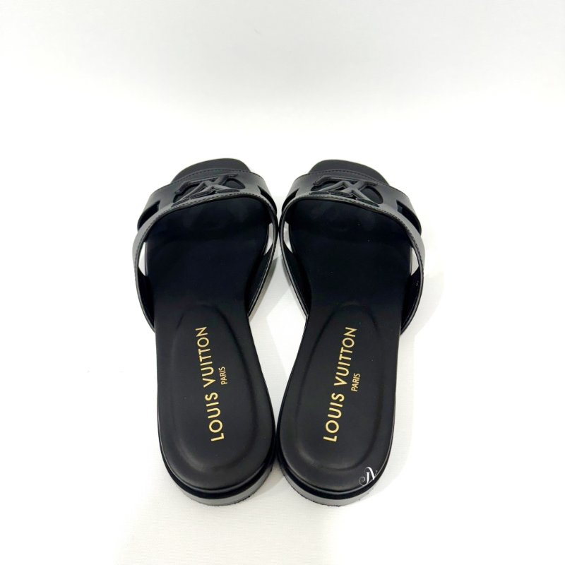 LV黑牛皮LSOLA平底拖鞋/1ABP0D-0