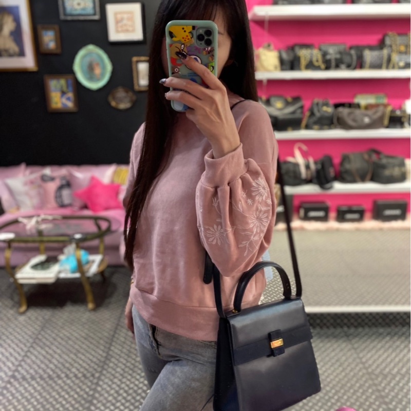 Ferragamo深藍蝴蝶結🎀斜背包/王吉娜古董精品-1