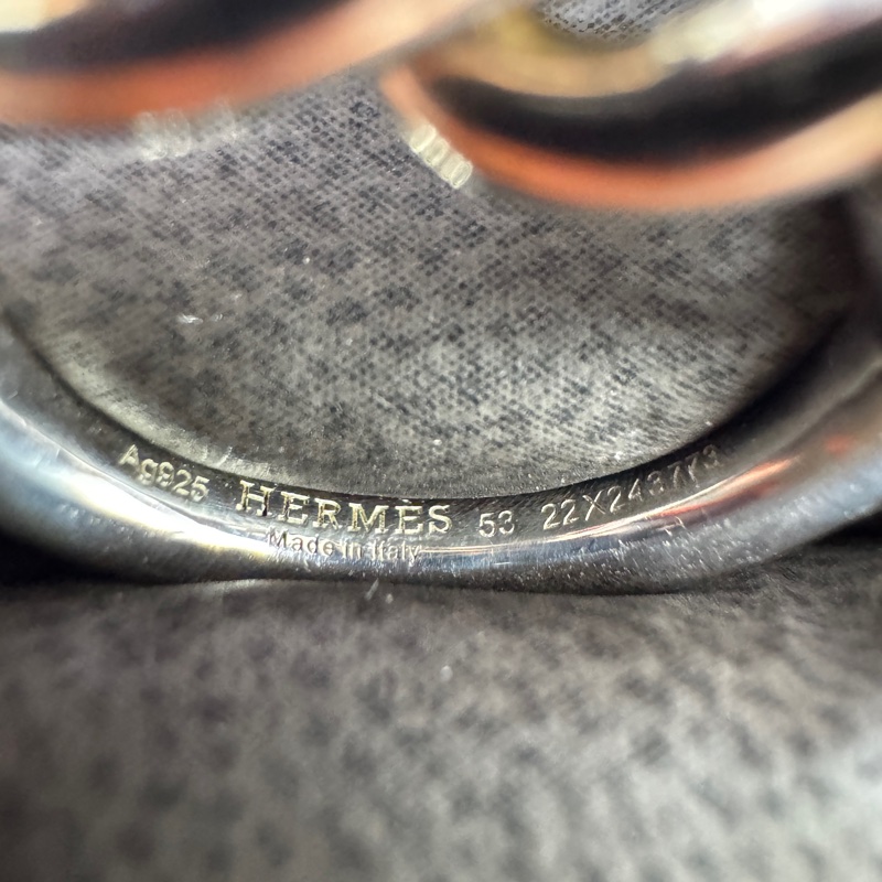 Hermès Croisette Silver Toggle Ring (Size: EU 53)-2