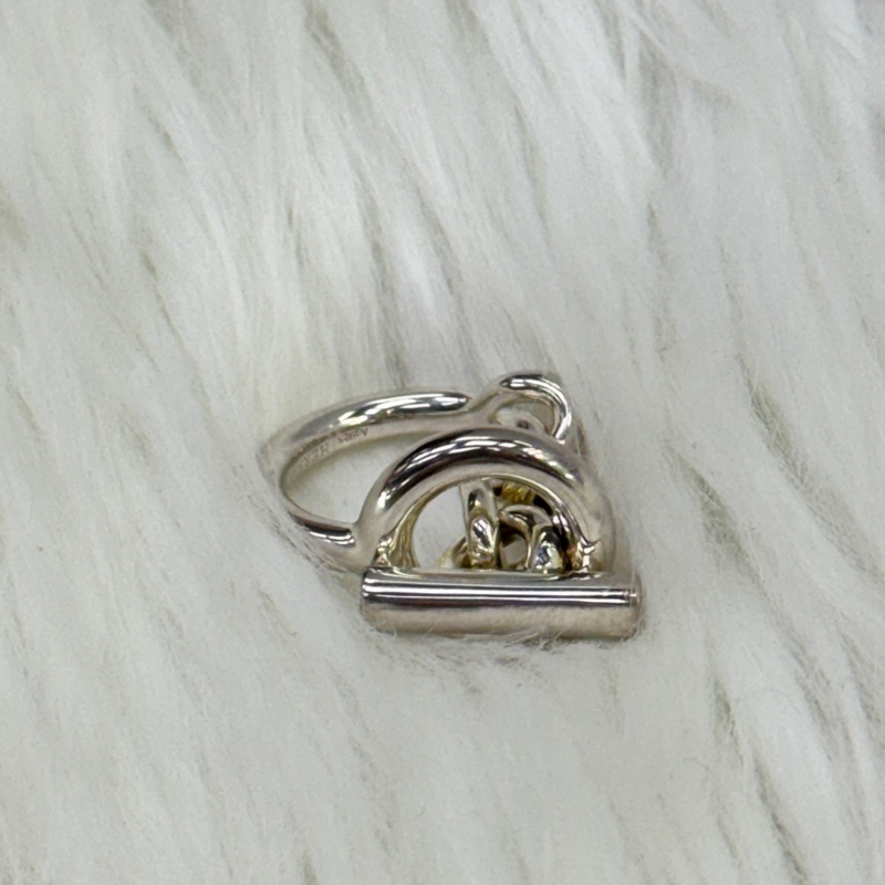 Hermès Croisette Silver Toggle Ring (Size: EU 53)-5