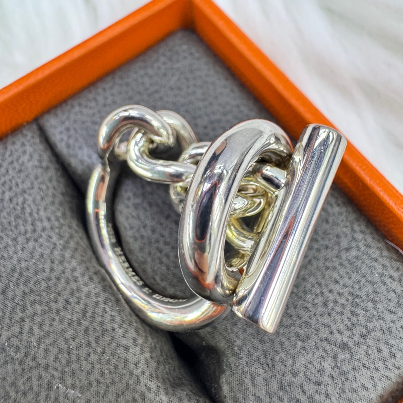 Hermès Croisette Silver Toggle Ring (Size: EU 53)-6
