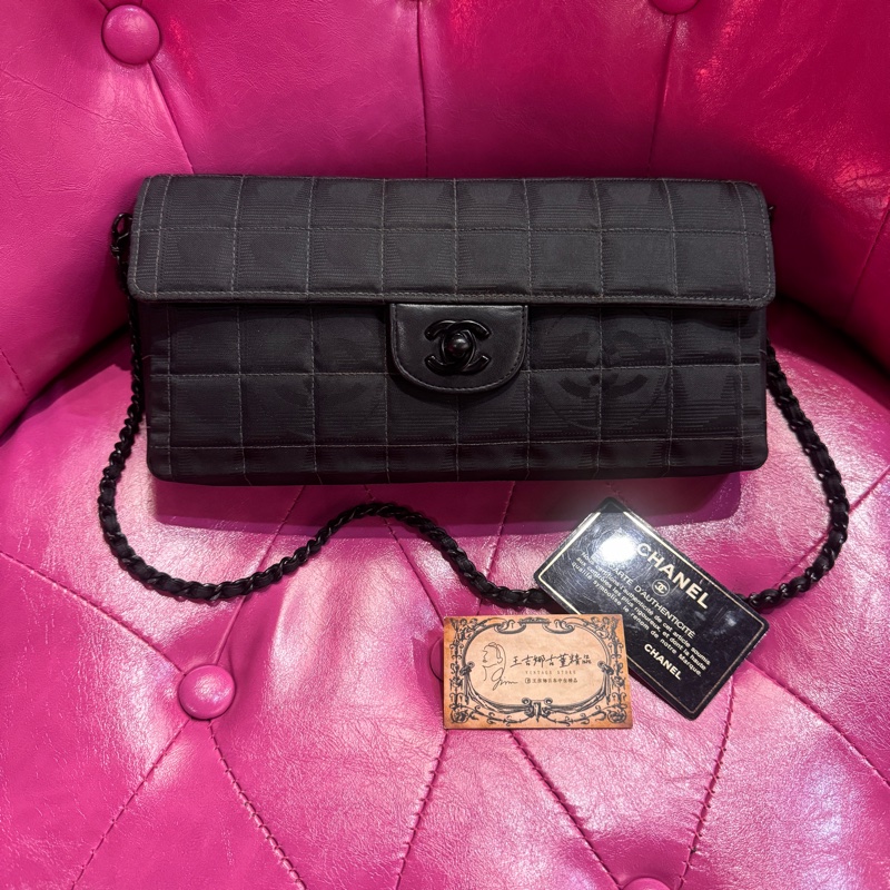 Chanel CF soback緹花布款法棍腋下包/王吉娜古董精品-0