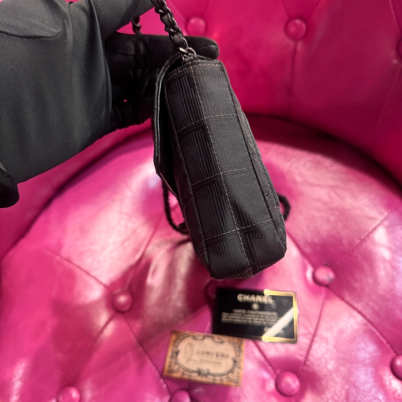 Chanel CF soback緹花布款法棍腋下包/王吉娜古董精品-4