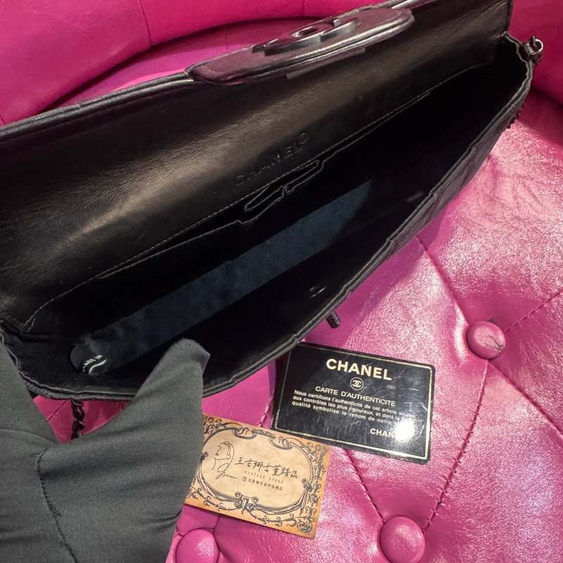 Chanel CF soback緹花布款法棍腋下包/王吉娜古董精品-8