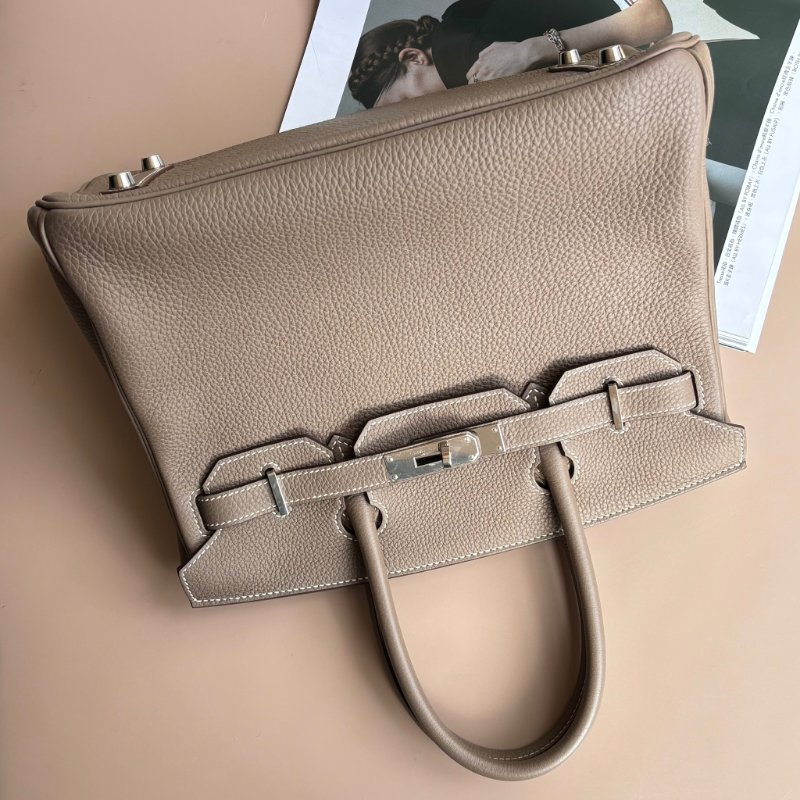 ::HERMÈS:: 愛馬仕 C刻大象灰色銀釦BIRKIN 30柏金手提包-0