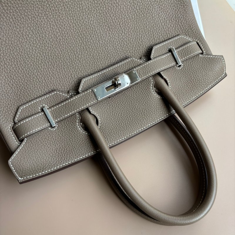::HERMÈS:: 愛馬仕 C刻大象灰色銀釦BIRKIN 30柏金手提包-3