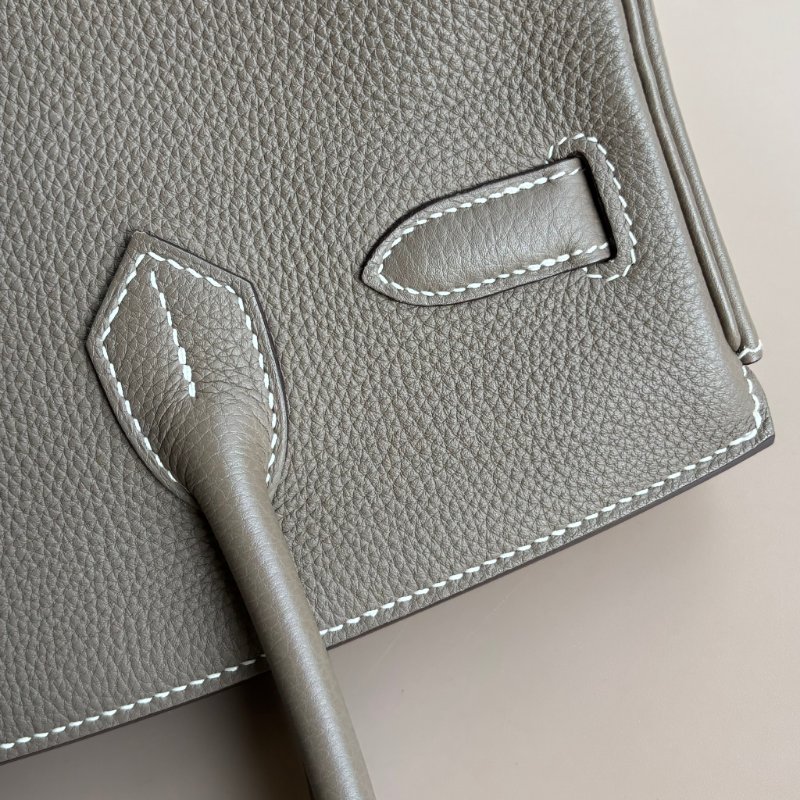 ::HERMÈS:: 愛馬仕 C刻大象灰色銀釦BIRKIN 30柏金手提包-4