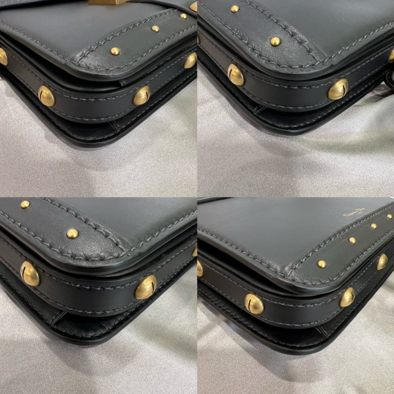 DIOR 黑金皮革鎖頭郵差包-11