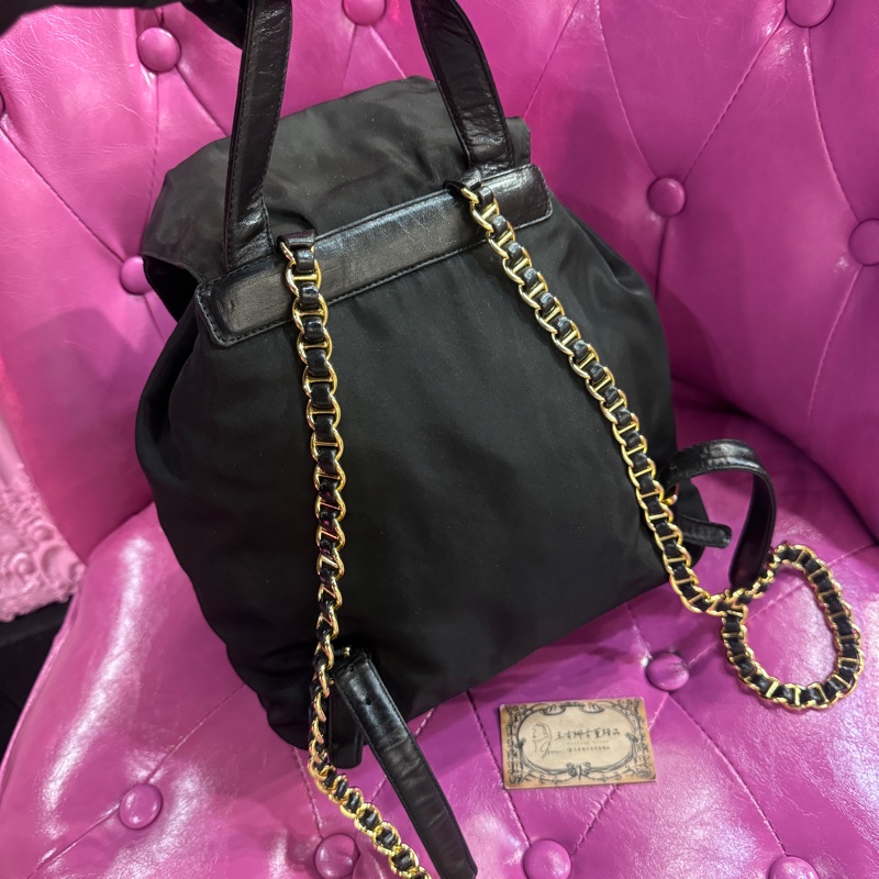Prada 金鍊後背包/王吉娜古董精品-4