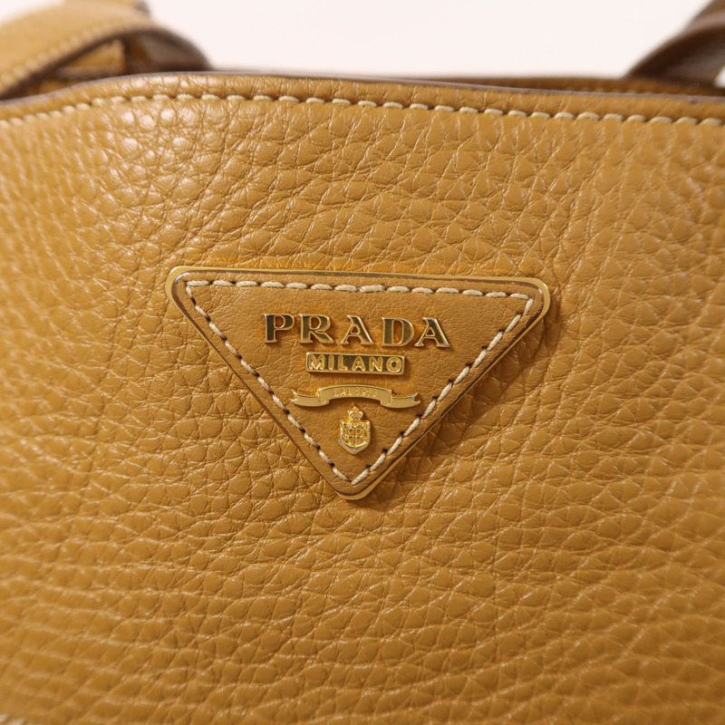PRADA 牛皮皮革Tote Bag金扣肩背袋-8