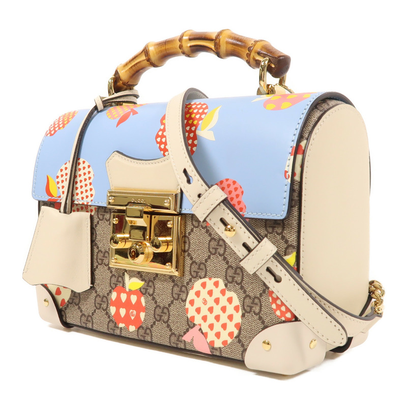 GUCCI 塗層帆布/皮革Padlock金扣手挽肩背兩用袋-2