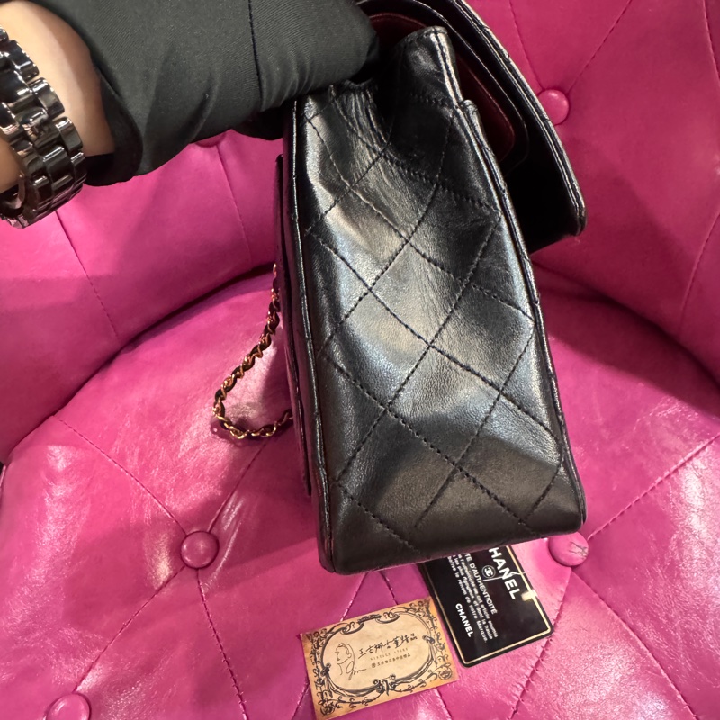 Chanel cf25黑金羊皮方胖款/王吉娜古董精品-3
