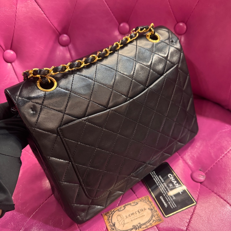 Chanel cf25黑金羊皮方胖款/王吉娜古董精品-4