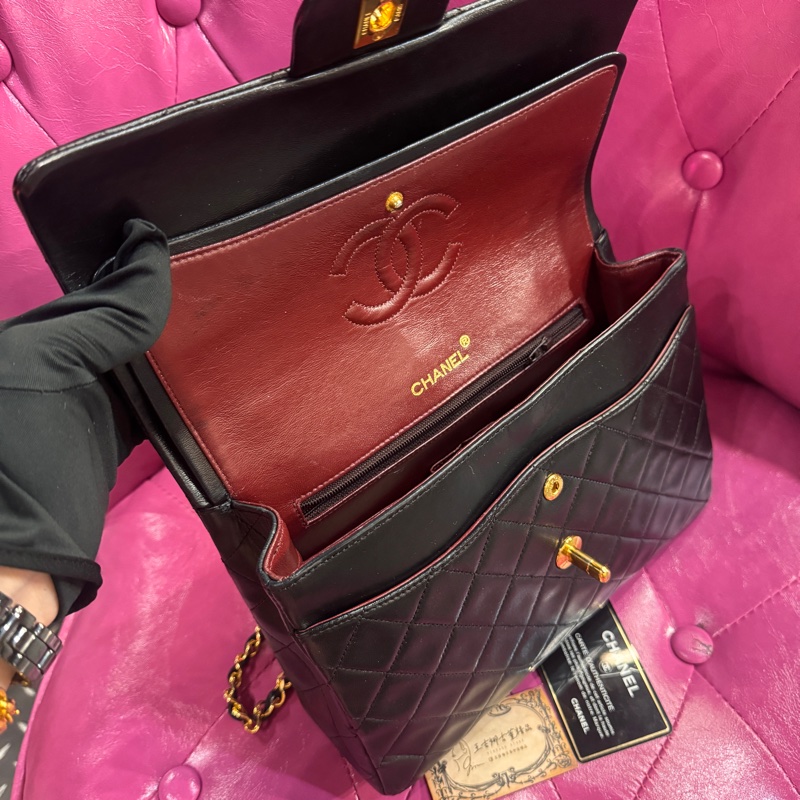 Chanel cf25黑金羊皮方胖款/王吉娜古董精品-7