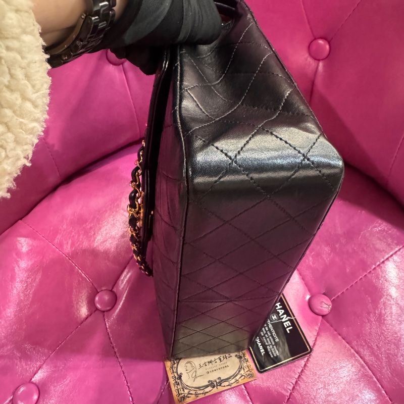 Chanel cf25黑金羊皮方胖款/王吉娜古董精品-8