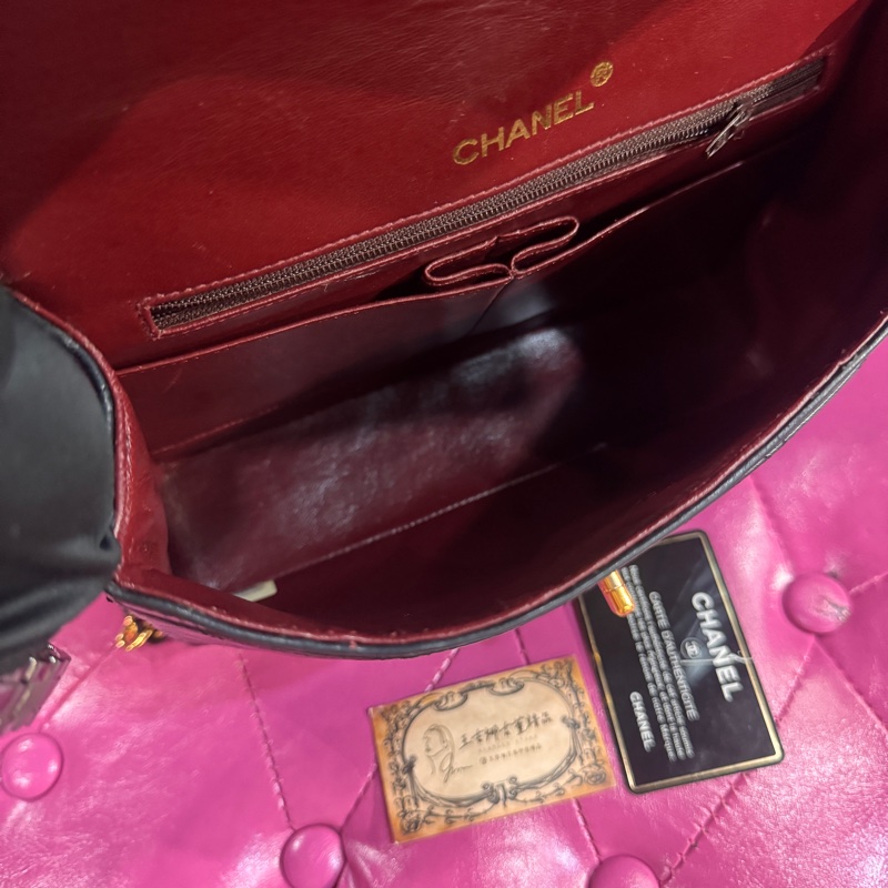 Chanel cf25黑金羊皮方胖款/王吉娜古董精品-9