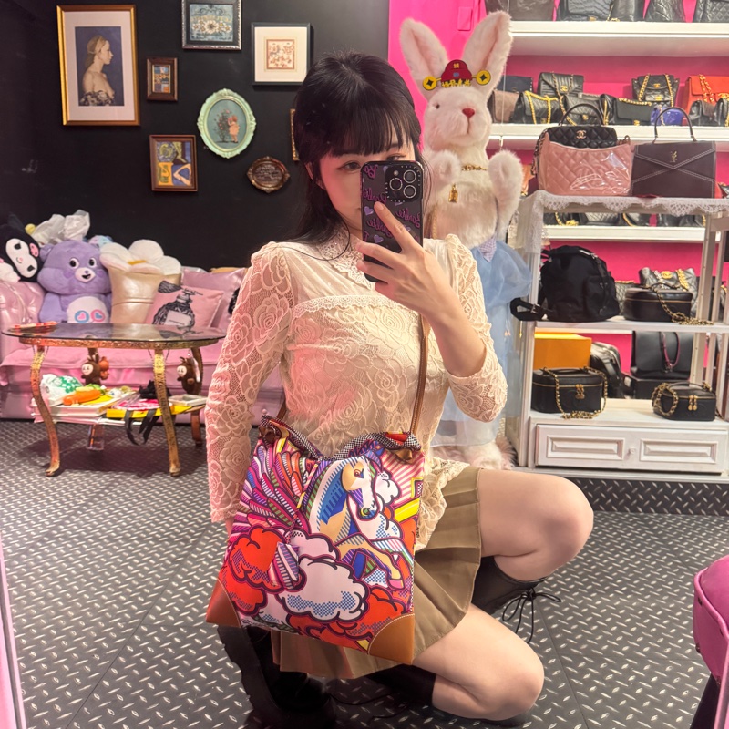 Hermes 彩虹馬絲巾包/稀有圖案/王吉娜古董精品-1