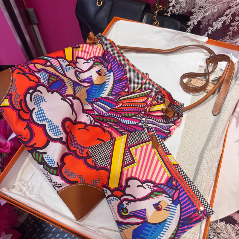 Hermes 彩虹馬絲巾包/稀有圖案/王吉娜古董精品-6