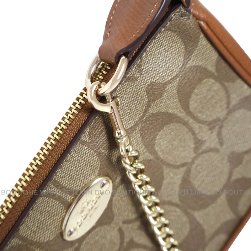 金鐸精品~2457 COACH 蔻馳 F64234 卡其色PVC經典C-LOGO金鍊 麻將包 腋下包 手拿包 全新品-7