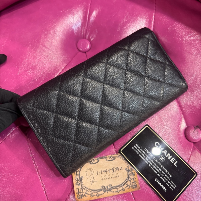 Chanel 黑銀荔枝長夾/王吉娜古董精品-2