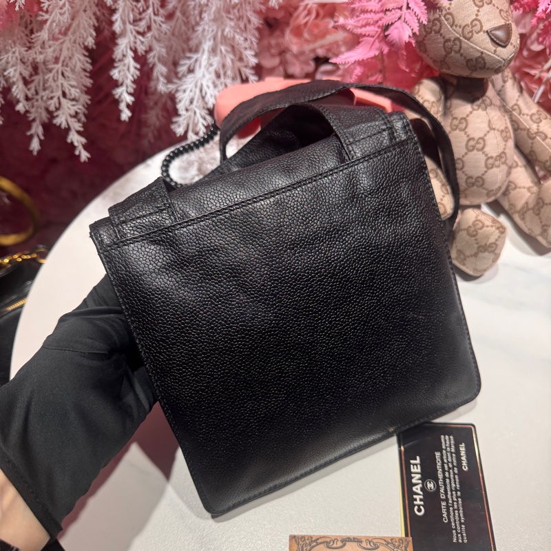 Chanel vintage 荔枝皮粗背帶/男女同款/王吉娜古董精品-5