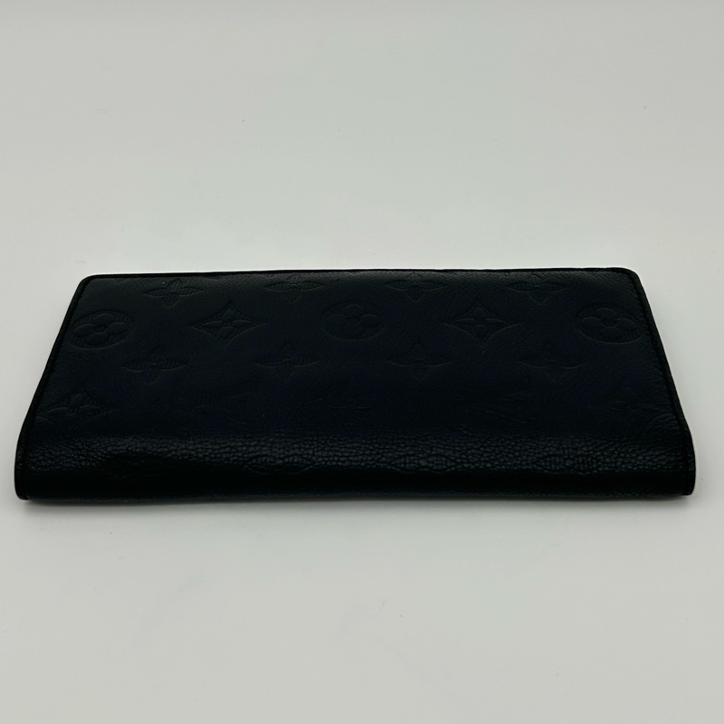 「JL精品代購」 Lv黑色全皮老花壓紋二折長夾-6