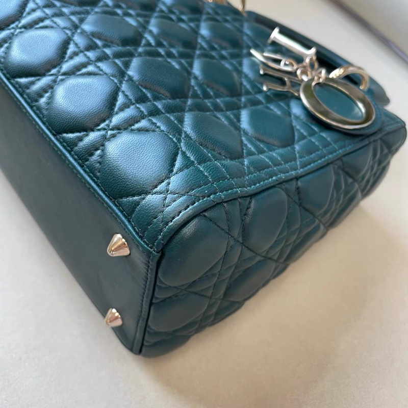 Dior 墨綠色羊皮五格戴妃包 Diana bag-4