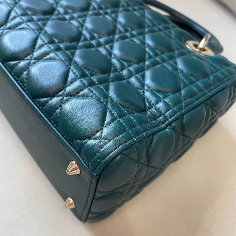 Dior 墨綠色羊皮五格戴妃包 Diana bag-6