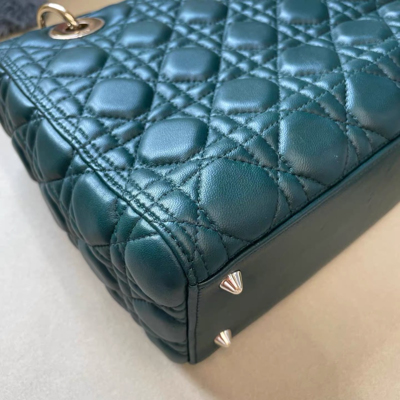 Dior 墨綠色羊皮五格戴妃包 Diana bag-7