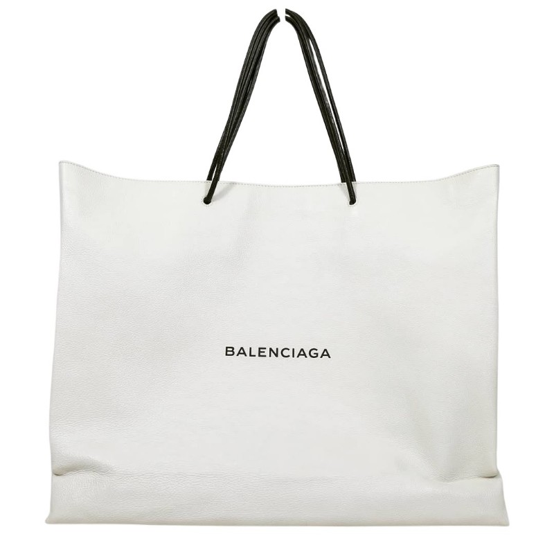 Balenciaga XXL East/ West Shopping Tote Bag 巴黎世家白色皮革托特包-0