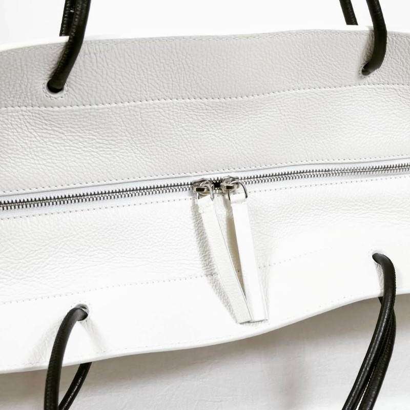 Balenciaga XXL East/ West Shopping Tote Bag 巴黎世家白色皮革托特包-3