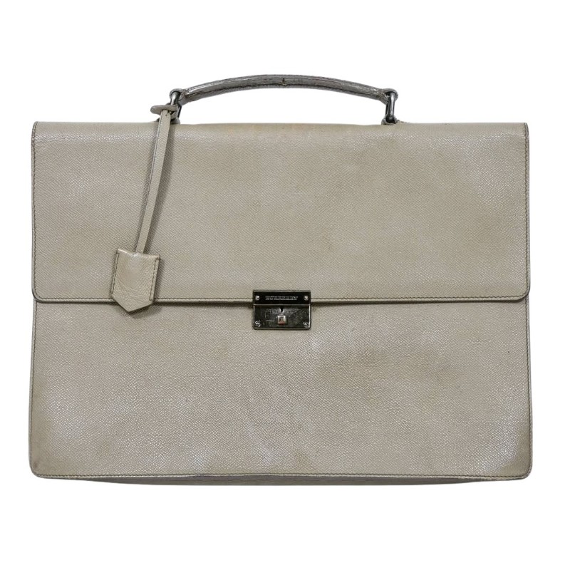 Burnerry Grey Leather Briefcase 巴寶莉淺灰色牛皮公事包-10