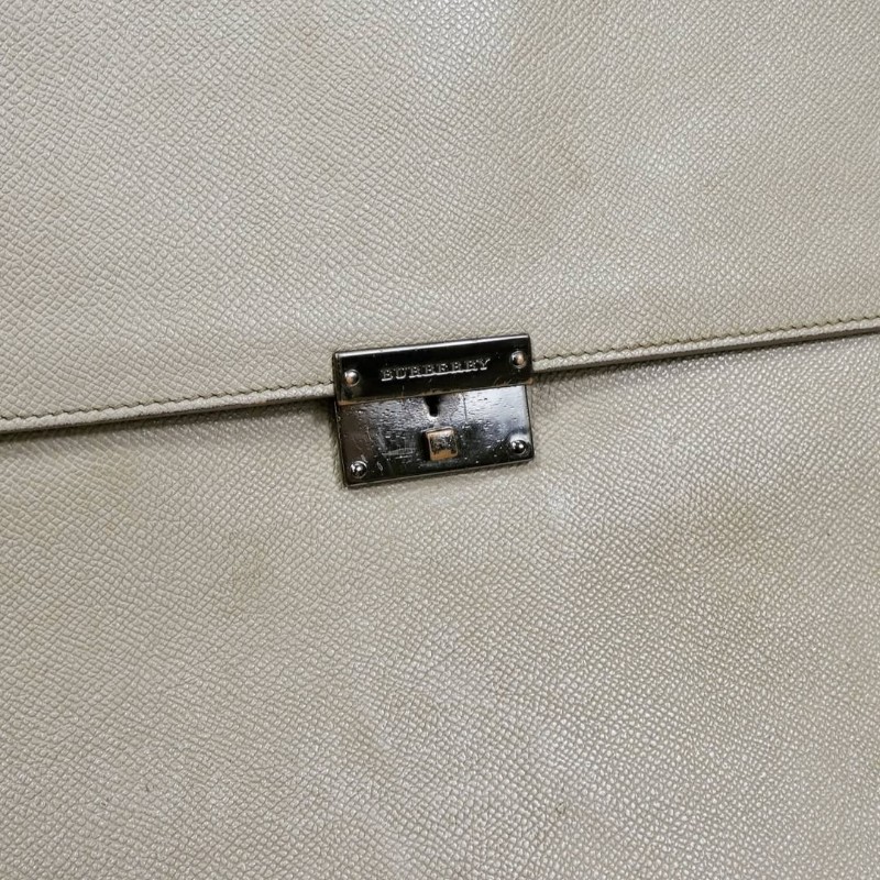 Burnerry Grey Leather Briefcase 巴寶莉淺灰色牛皮公事包-15