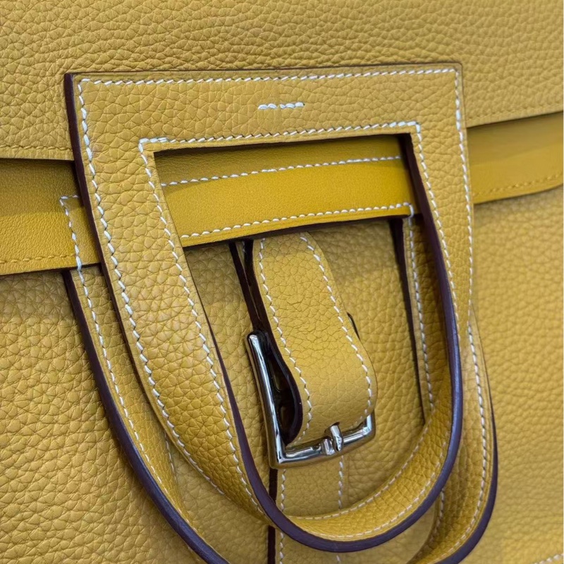 🌈Hermes💛Halzan 31💛9D琥珀黃色銀扣🌟98新🌟Jaune Ambre🌟-1