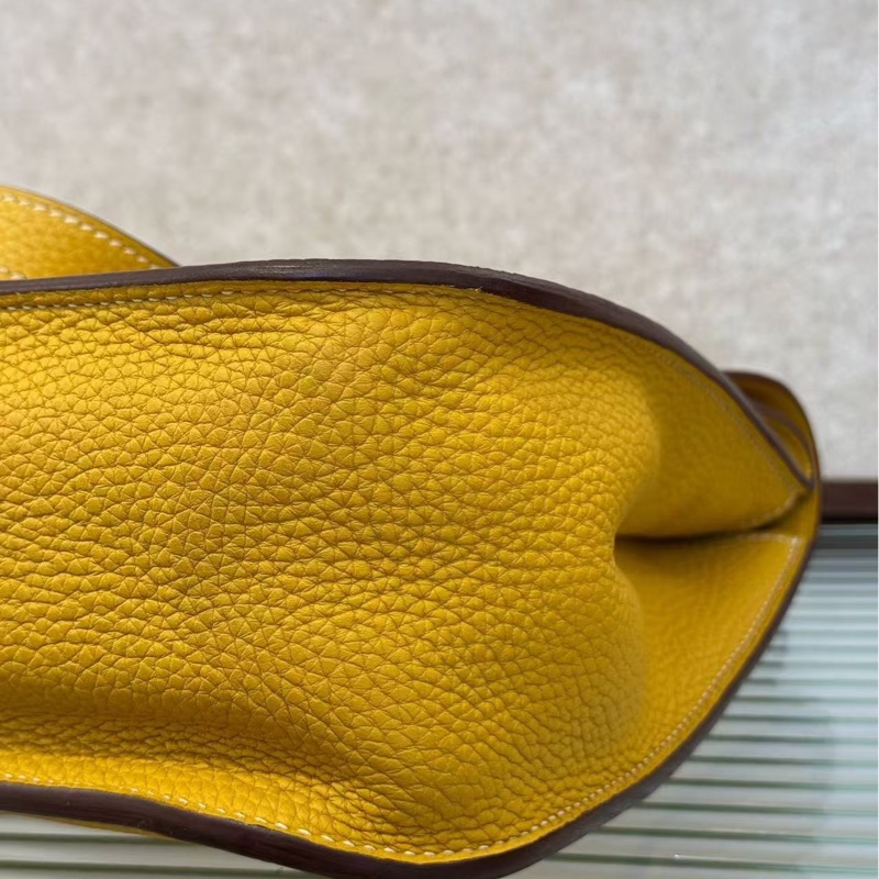 🌈Hermes💛Halzan 31💛9D琥珀黃色銀扣🌟98新🌟Jaune Ambre🌟-5