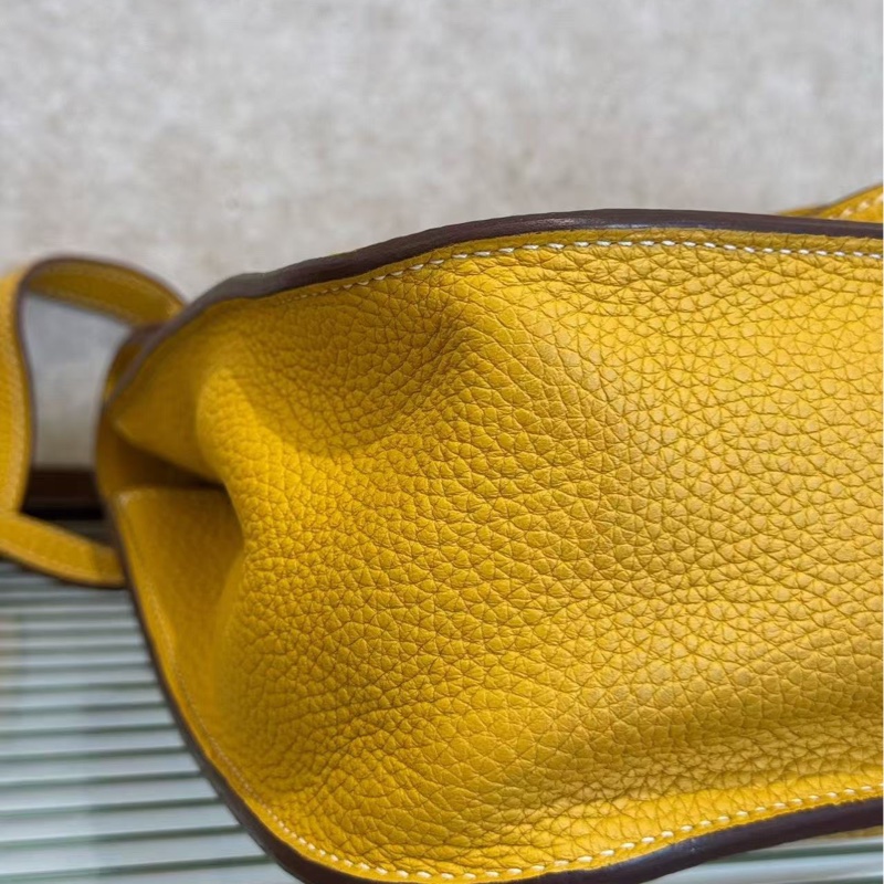 🌈Hermes💛Halzan 31💛9D琥珀黃色銀扣🌟98新🌟Jaune Ambre🌟-6