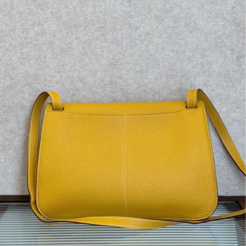 🌈Hermes💛Halzan 31💛9D琥珀黃色銀扣🌟98新🌟Jaune Ambre🌟-8