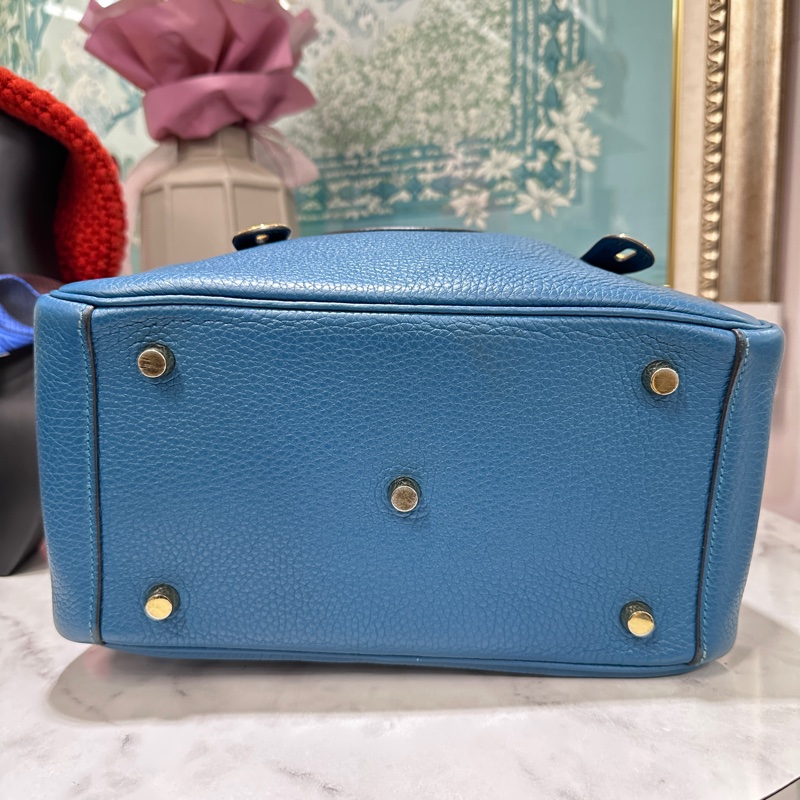 Hermes普魯斯海峽綠T/C皮 Lindy26金釦手提肩背包-3