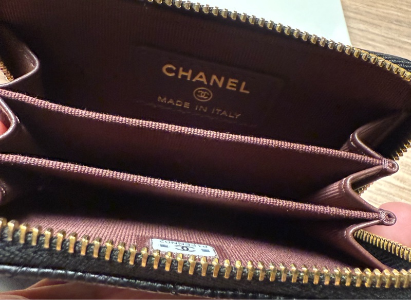Chanel 經典拉鍊零錢包 晶片款 黑金 荔枝牛皮 魚子醬-9