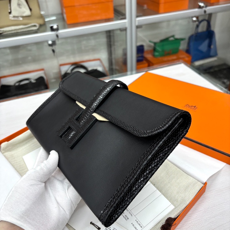 Hermes 黑色Jige Elan 29蜥蜴touch手拿，Y刻，22年票，閒置99新成色-1